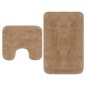 vidaXL Conjunto de alfombrillas de baño de tela 2 piezas beige vidaXL Conjunto de alfombrillas de baño de tela 2 piezas beige