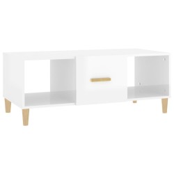vidaXL Mesa de centro madera contrachapada blanco brillo 102x50x40 cm