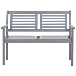 vidaXL Banco de jardín 2 plazas madera maciza de eucalipto gris 120 cm 