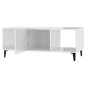 vidaXL Mesa de centro madera contrachapada blanco brillo 102x50x40 cm