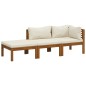 vidaXL Muebles de jardín 3 pzas madera maciza de acacia cojines crema 