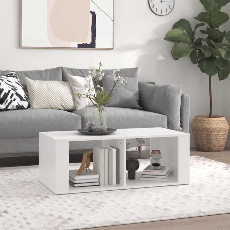 vidaXL Mesa de centro madera contrachapada blanco 100x50x36 cm vidaXL Mesa de centro madera contrachapada blanco 100x50x36 cm