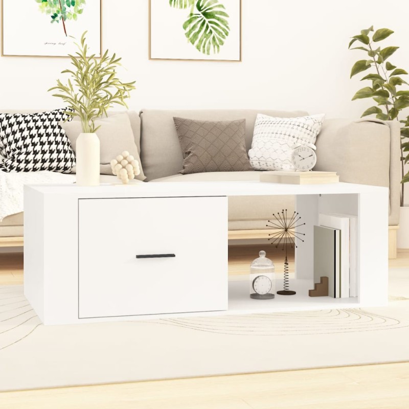 vidaXL Mesa de centro madera contrachapada blanco 100x50,5x35 cm vidaXL Mesa de centro madera contrachapada blanco 100x50,5x35 cm