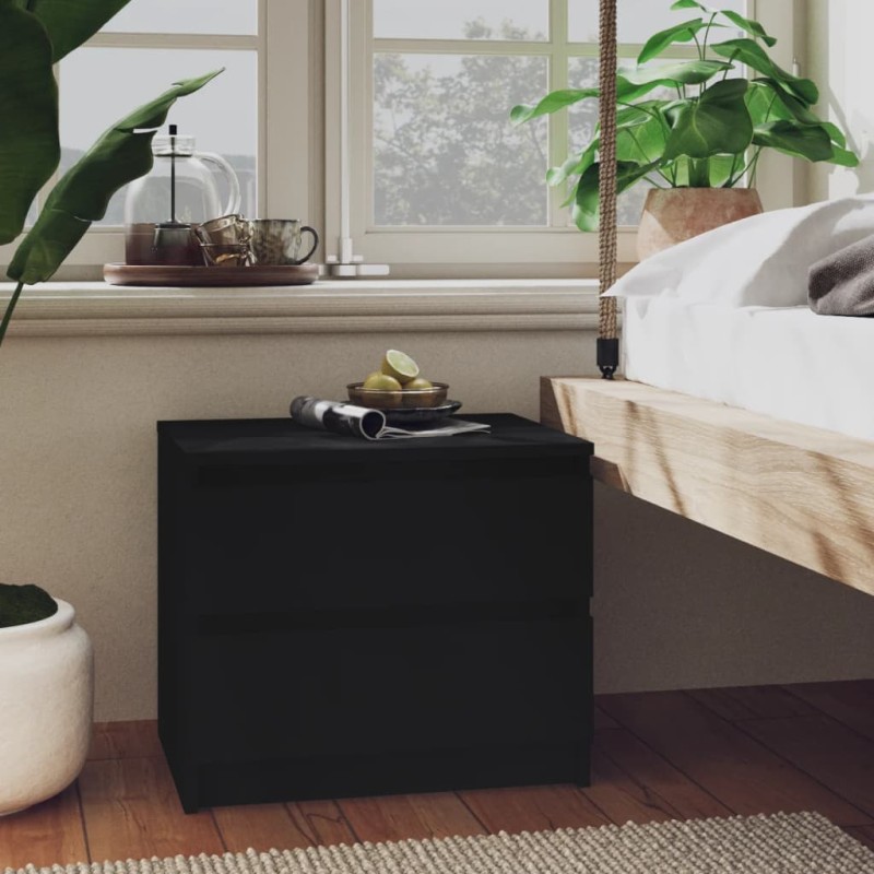vidaXL Mesita de noche madera contrachapada negro 50x39x43,5 cm vidaXL Mesita de noche madera contrachapada negro 50x39x43,5 cm