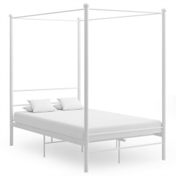 vidaXL Estructura de cama con dosel metal blanco 140x200 cm 