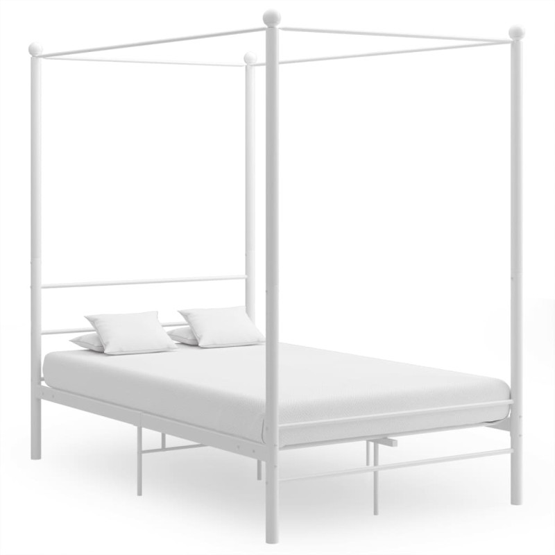 vidaXL Estructura de cama con dosel metal blanco 140x200 cm vidaXL Estructura de cama con dosel metal blanco 140x200 cm