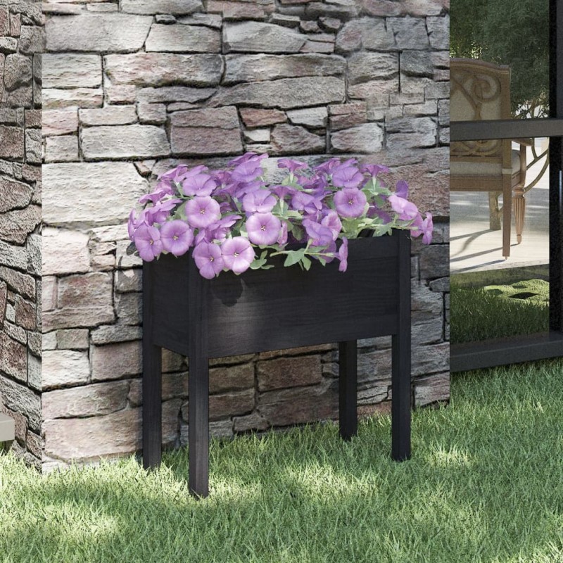 vidaXL Jardinera de madera maciza de pino negro 70x31x70 cm