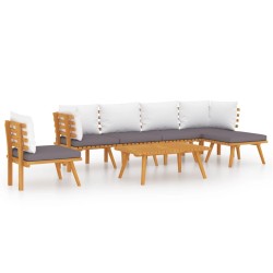 vidaXL Muebles de jardín 7 piezas con cojines madera maciza de acacia 