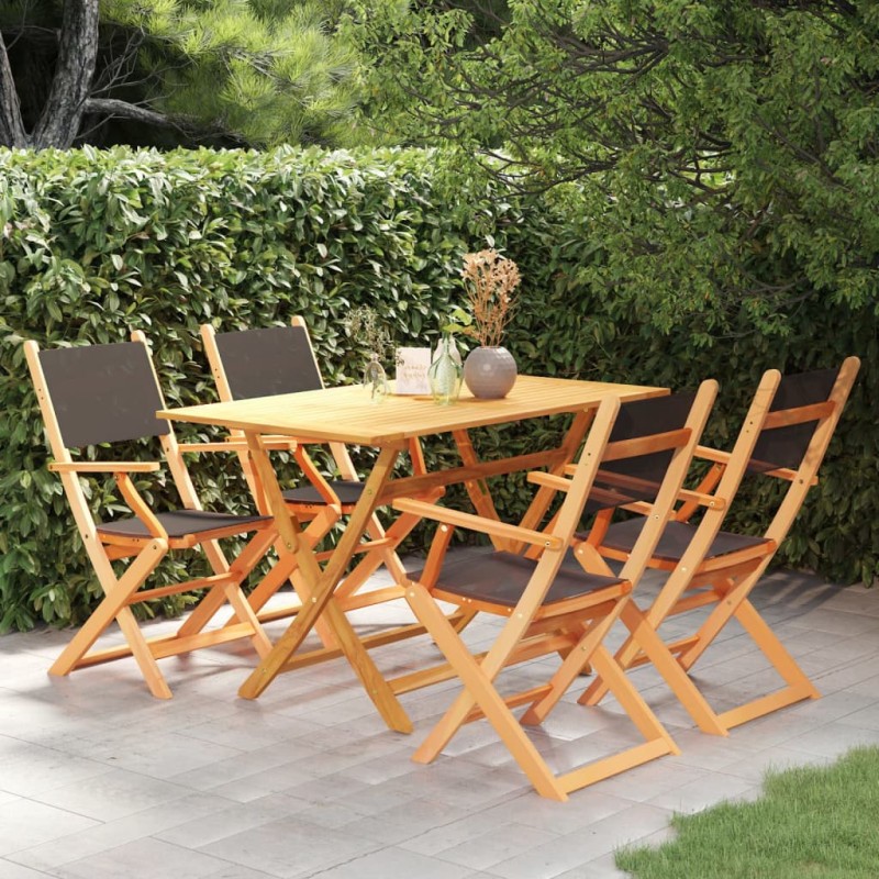vidaXL Set de comedor para jardín 5 pzas madera maciza eucalipto negro