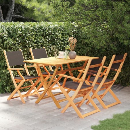 vidaXL Set de comedor para jardín 5 pzas madera maciza eucalipto negro