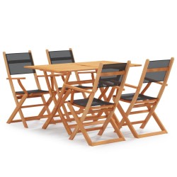 vidaXL Set de comedor para jardín 5 pzas madera maciza eucalipto negro