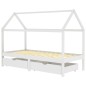 vidaXL Estructura de cama infantil cajones madera pino blanco 90x200cm vidaXL Estructura de cama infantil cajones madera pino blanco 90x200cm