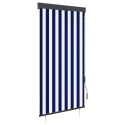 vidaXL Estor enrollable de exterior azul y blanco 80x250 cm