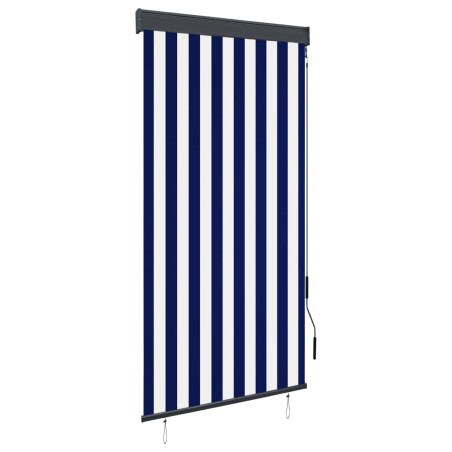vidaXL Estor enrollable de exterior azul y blanco 80x250 cm