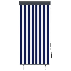 vidaXL Estor enrollable de exterior azul y blanco 80x250 cm