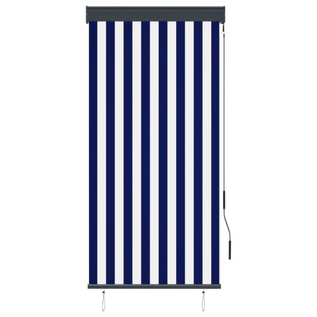 vidaXL Estor enrollable de exterior azul y blanco 80x250 cm
