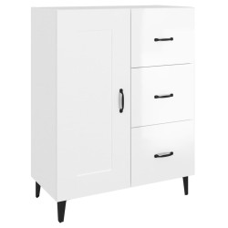 vidaXL Aparador de madera contrachapada blanco brillante 69,5x34x90 cm