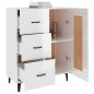 vidaXL Aparador de madera contrachapada blanco brillante 69,5x34x90 cm vidaXL Aparador de madera contrachapada blanco brillante 69,5x34x90 cm