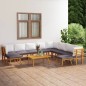 vidaXL Muebles de jardín 11 piezas con cojines madera maciza de acacia vidaXL Muebles de jardín 11 piezas con cojines madera maciza de acacia