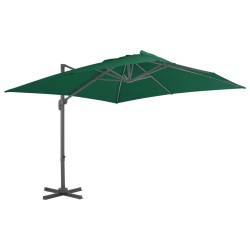 vidaXL Sombrilla voladiza con poste de aluminio verde 300x300 cm