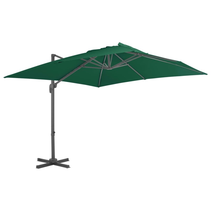 vidaXL Sombrilla voladiza con poste de aluminio verde 300x300 cm vidaXL Sombrilla voladiza con poste de aluminio verde 300x300 cm