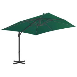 vidaXL Sombrilla voladiza con poste de aluminio verde 300x300 cm