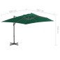 vidaXL Sombrilla voladiza con poste de aluminio verde 300x300 cm vidaXL Sombrilla voladiza con poste de aluminio verde 300x300 cm