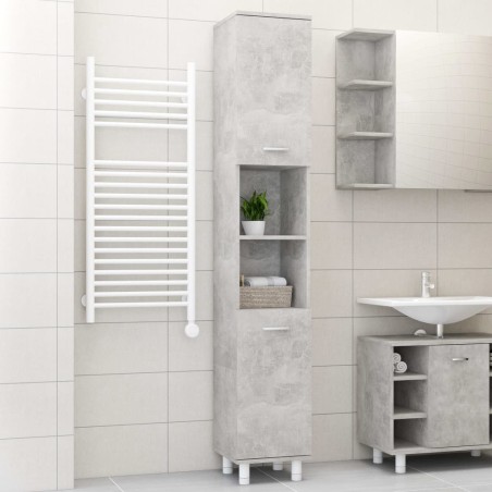 vidaXL Armario de baño contrachapada gris hormigón 30x30x179 cm