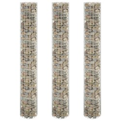 vidaXL Arriate gaviones circular 3 uds acero galvanizado Ø30x200 cm