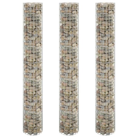 vidaXL Arriate gaviones circular 3 uds acero galvanizado Ø30x200 cm