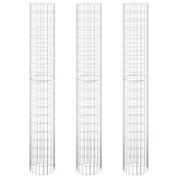 vidaXL Arriate gaviones circular 3 uds acero galvanizado Ø30x200 cm