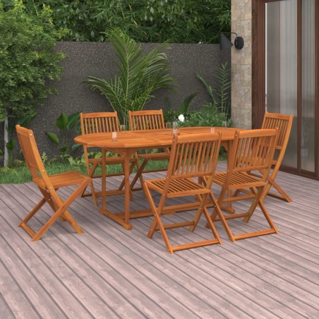 vidaXL Set de comedor de jardín 7 piezas madera maciza de acacia