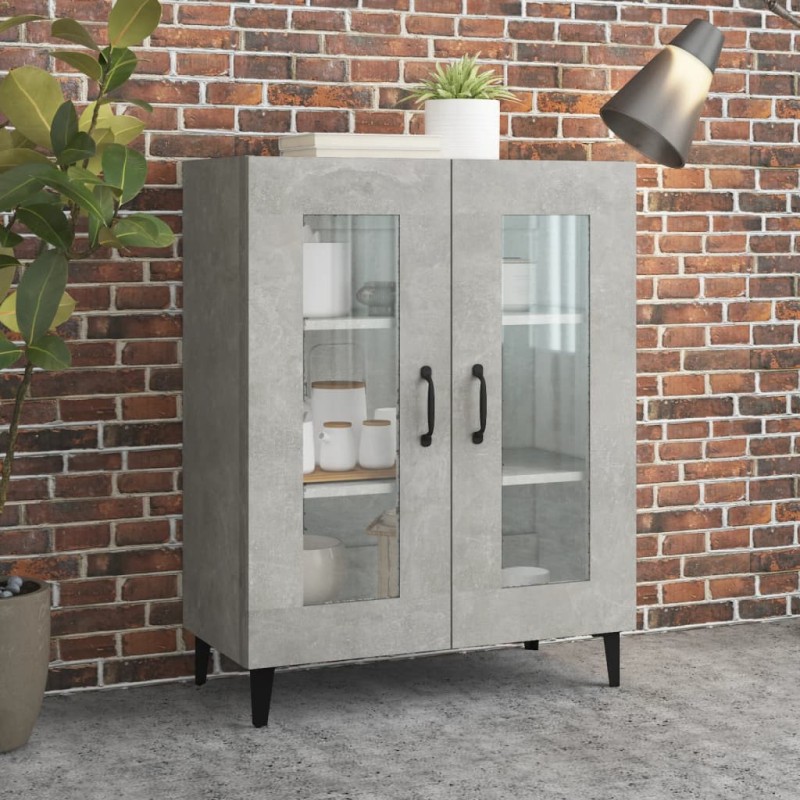 vidaXL Aparador de madera de ingeniería gris hormigón 69,5x34x90 cm