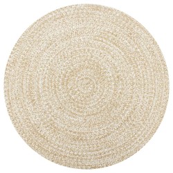 vidaXL Alfombra de yute tejida a mano blanco y natural 90 cm
