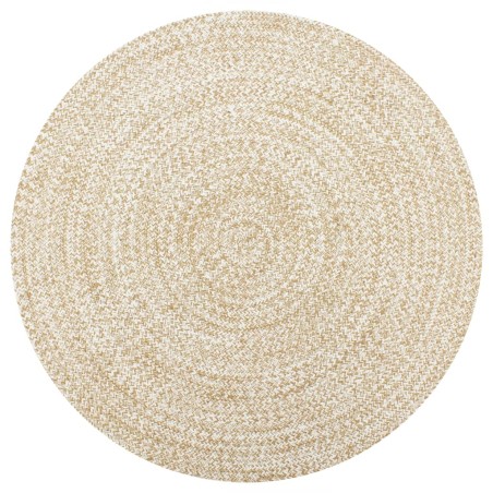 vidaXL Alfombra de yute tejida a mano blanco y natural 90 cm