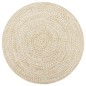vidaXL Alfombra de yute tejida a mano blanco y natural 90 cm vidaXL Alfombra de yute tejida a mano blanco y natural 90 cm