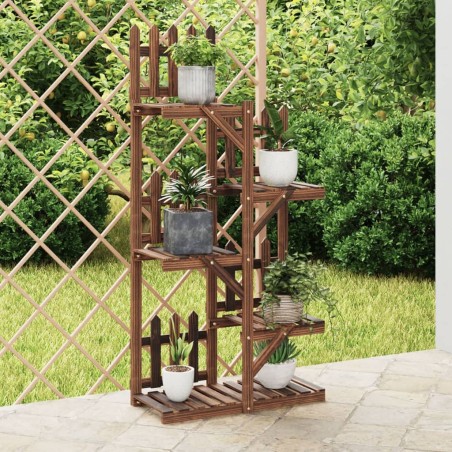 vidaXL Soporte para flores madera maciza de abeto 60x25x130 cm