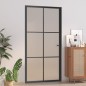 vidaXL Puerta interior de vidrio y aluminio negro mate 102,5x201,5 cm