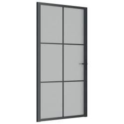 vidaXL Puerta interior de vidrio y aluminio negro mate 102,5x201,5 cm