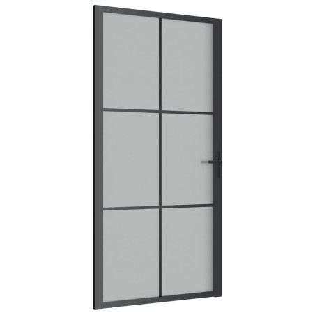 vidaXL Puerta interior de vidrio y aluminio negro mate 102,5x201,5 cm