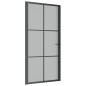 vidaXL Puerta interior de vidrio y aluminio negro mate 102,5x201,5 cm
