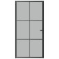 vidaXL Puerta interior de vidrio y aluminio negro mate 102,5x201,5 cm