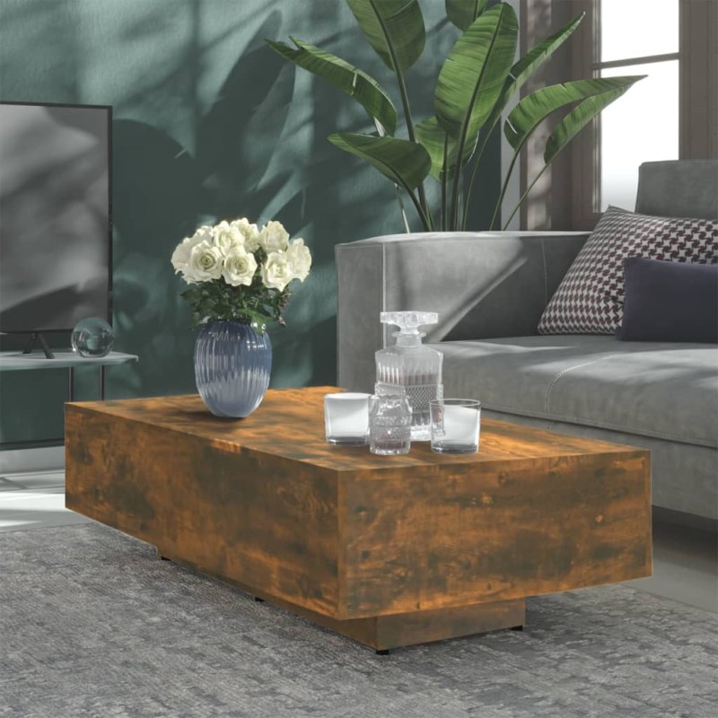 vidaXL Mesa de centro madera contrachapada roble ahumado 115x60x31 cm vidaXL Mesa de centro madera contrachapada roble ahumado 115x60x31 cm