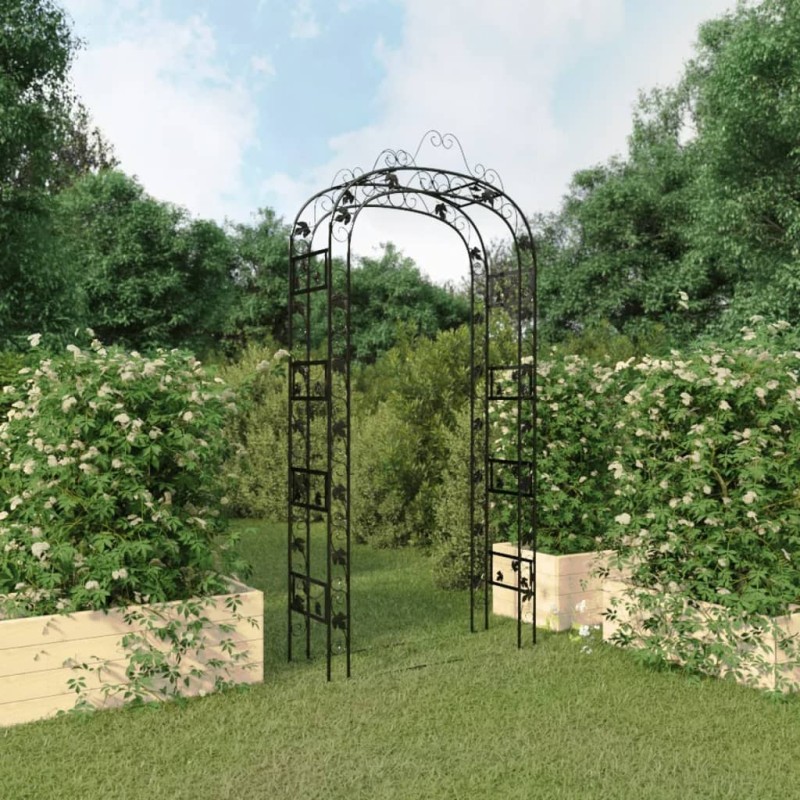 vidaXL Arco de jardín acero negro 116x45x240 cm vidaXL Arco de jardín acero negro 116x45x240 cm