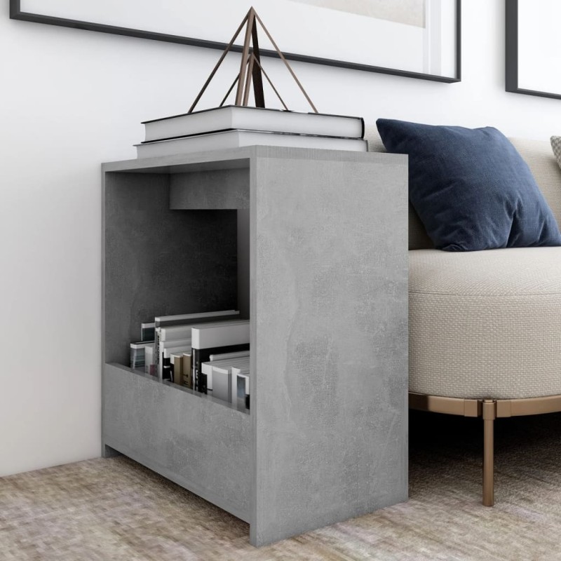 vidaXL Mesa auxiliar de madera contrachapada gris hormigón 50x26x50 cm vidaXL Mesa auxiliar de madera contrachapada gris hormigón 50x26x50 cm