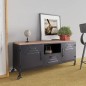 vidaXL Mueble TV hierro y madera maciza de abeto negro 110x30x43 cm vidaXL Mueble TV hierro y madera maciza de abeto negro 110x30x43 cm