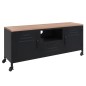 vidaXL Mueble TV hierro y madera maciza de abeto negro 110x30x43 cm vidaXL Mueble TV hierro y madera maciza de abeto negro 110x30x43 cm