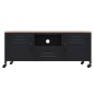 vidaXL Mueble TV hierro y madera maciza de abeto negro 110x30x43 cm vidaXL Mueble TV hierro y madera maciza de abeto negro 110x30x43 cm