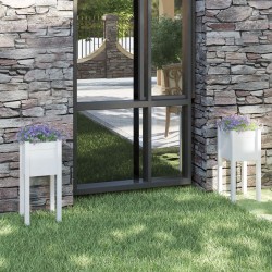 vidaXL Jardineras 2 uds madera maciza de pino blanco 31x31x70 cm