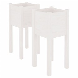 vidaXL Jardineras 2 uds madera maciza de pino blanco 31x31x70 cm